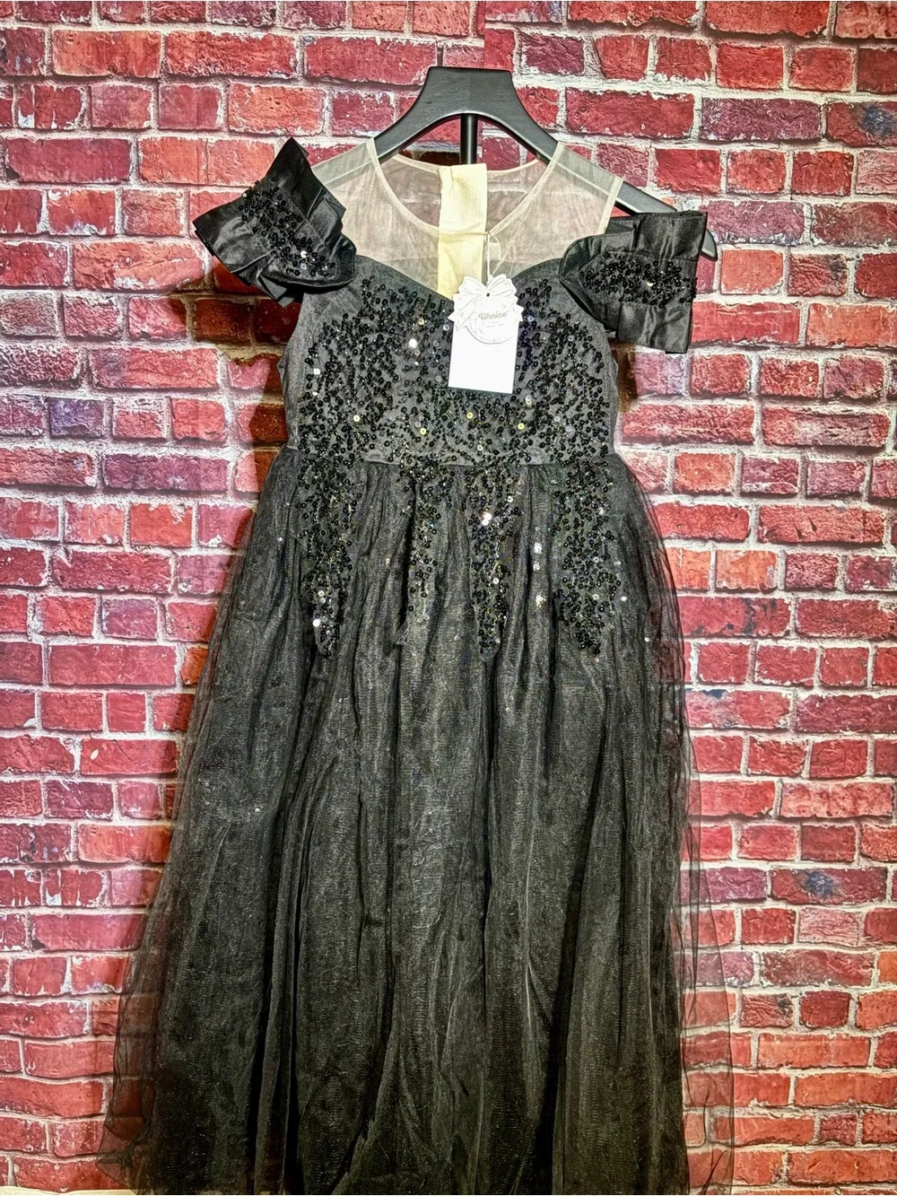 Black Sequin Tulle Formal Dress for Girls - Elegant Party Gown